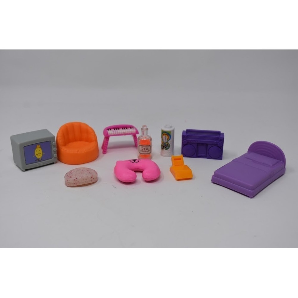 Barbie Doll Furniture Accessories Lot TV Bed Chair Boombox Room Set